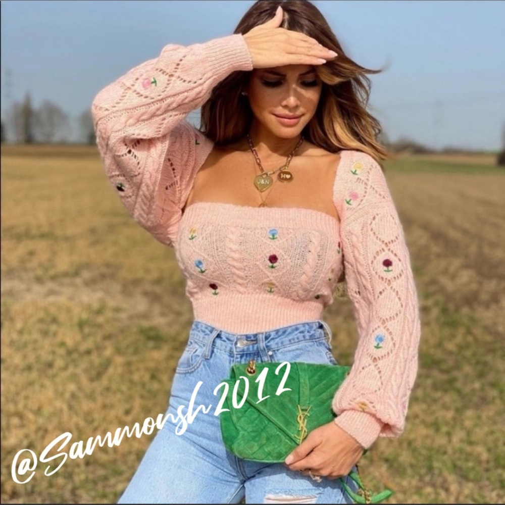 ZARA 2PC SET KNIT TOP & ARM WARMER JACKET